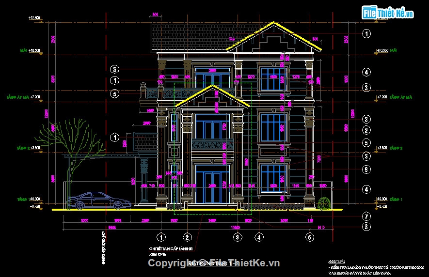 Bản vẽ nhà biệt thự 3 tầng hiện đại,kt 12.8x16m,kết cấu,điện nước,kiến trúc,nhà đẹp