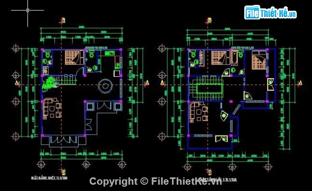 kết cấu biệt thự,biệt thự đẹp,biệt thự 3 tầng,kiến trúc biệt thự,Bản vẽ nhà biệt thự 3 tầng kích thước 9x 9.8m