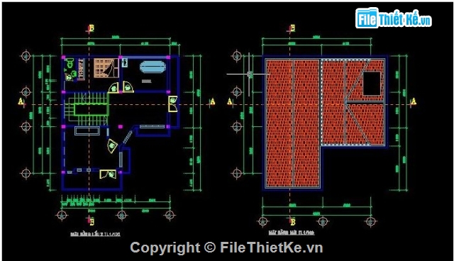 kết cấu biệt thự,biệt thự đẹp,biệt thự 3 tầng,kiến trúc biệt thự,Bản vẽ nhà biệt thự 3 tầng kích thước 9x 9.8m