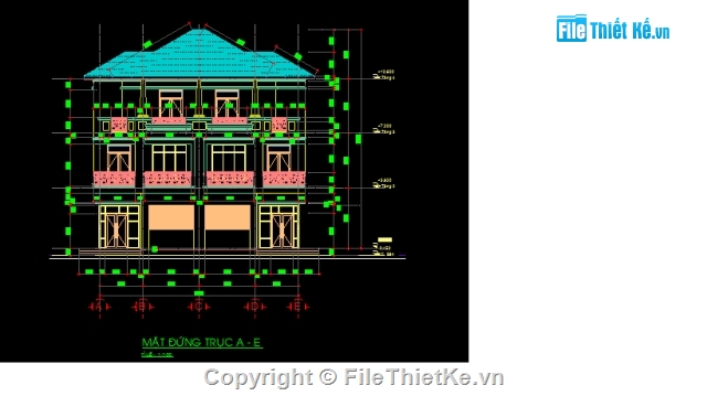 Bản vẽ,Biệt thự,Biệt thự song lập,nhà song lập,Bản vẽ biệt thự song lập,Biệt thự song lập 12.4 x14.2