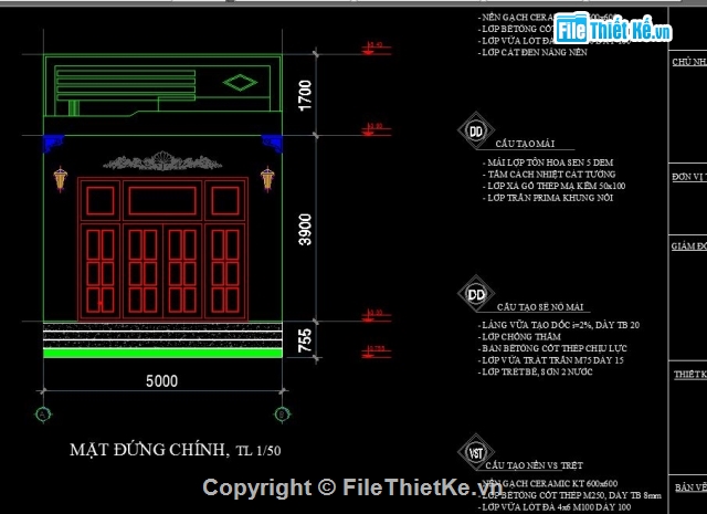 Bản vẽ CAD nhà 1 tầng,CAD nhà cấp 4,Bản vẽ nhà dân,Bản vẽ cấp 4,nhà 1 tầng 5x16m