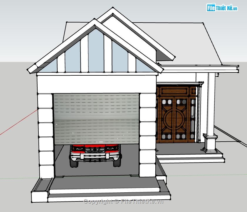 nhà cấp 4 đẹp,3d su nhà cấp 4,sketchup nhà cấp 4