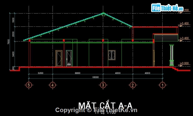 nhà cấp 4 đẹp,nhà cấp 4,nhà 3 phòng ngủ,Bản vẽ nhà cấp 4 đẹp 8x18m