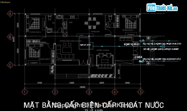 nhà cấp 4 đẹp,nhà cấp 4,nhà 3 phòng ngủ,Bản vẽ nhà cấp 4 đẹp 8x18m