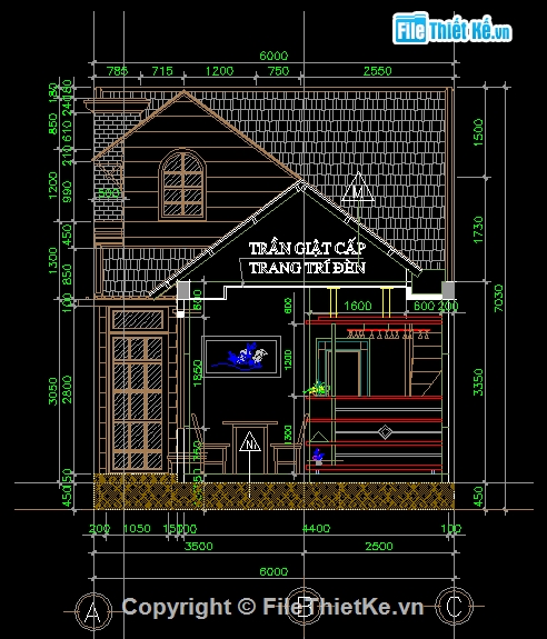 Bản vẽ nhà cấp 4 kích thước 6X16.9M Phần kiến trúc