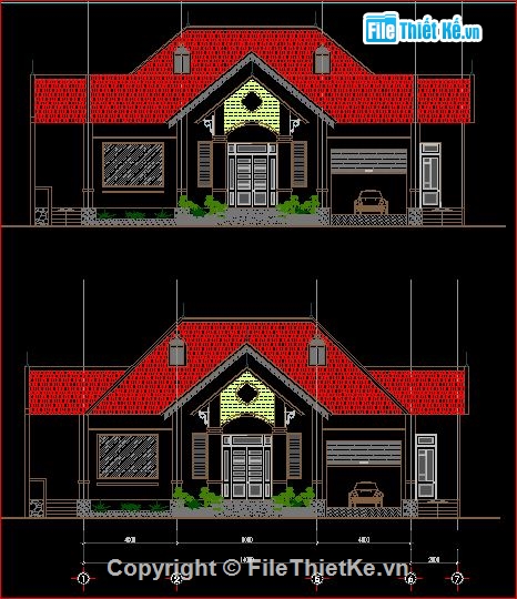 Nhà mái thái 14x14m,kiến trúc nhà ở,mẫu nhà cấp 4,kiểu nhà mái thái