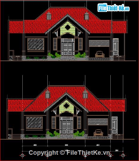 Nhà mái thái 14x14m,kiến trúc nhà ở,mẫu nhà cấp 4,kiểu nhà mái thái