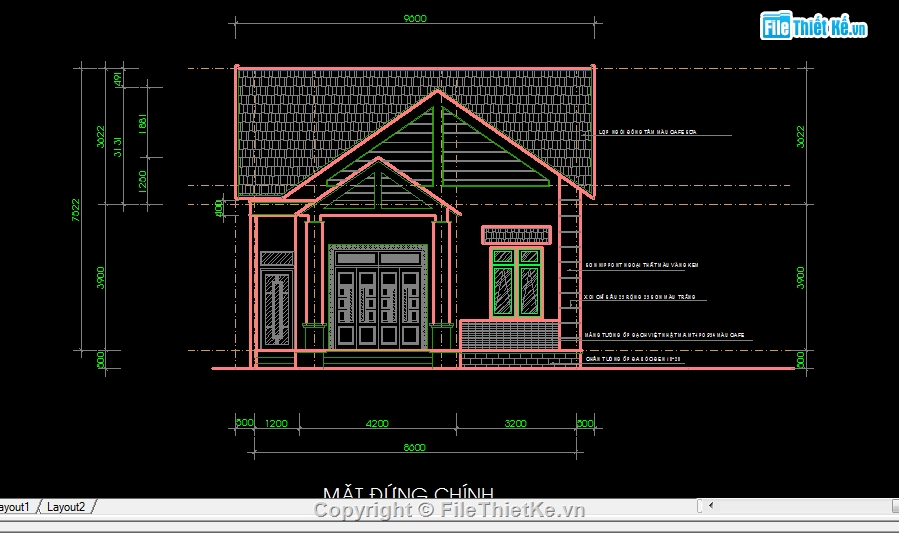 Bản vẽ nhà cấp 4,Bản vẽ nhà cấp 4 mái thái,nhà cấp 4 mái thái 9x17m,thiết kế nhà cấp 4