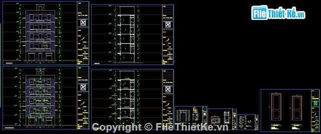 Bản vẽ nhà cho thuê 6 tầng,Bản vẽ nhà phố 6 tầng KT 5x10m,Bản vẽ nhà cho thuê 6 tầng kích thước 5x10m,file cad nhà 6 tầng
