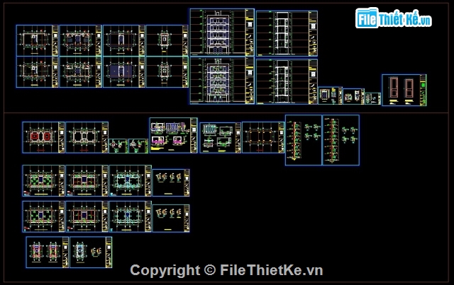 Bản vẽ nhà cho thuê 6 tầng,Bản vẽ nhà phố 6 tầng KT 5x10m,Bản vẽ nhà cho thuê 6 tầng kích thước 5x10m,file cad nhà 6 tầng