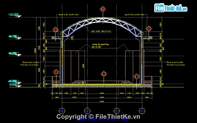 Bản vẽ,kiến trúc nhà đa năng,kiến trúc 1  tầng,đầy đủ từ kiến trúc,Bản vẽ kiến trúc Nhà,Nhà đa năng trường THCS