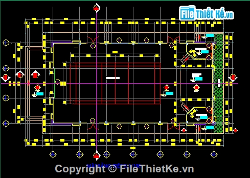 Bản vẽ,kiến trúc nhà đa năng,kiến trúc 1  tầng,đầy đủ từ kiến trúc,Bản vẽ kiến trúc Nhà,Nhà đa năng trường THCS