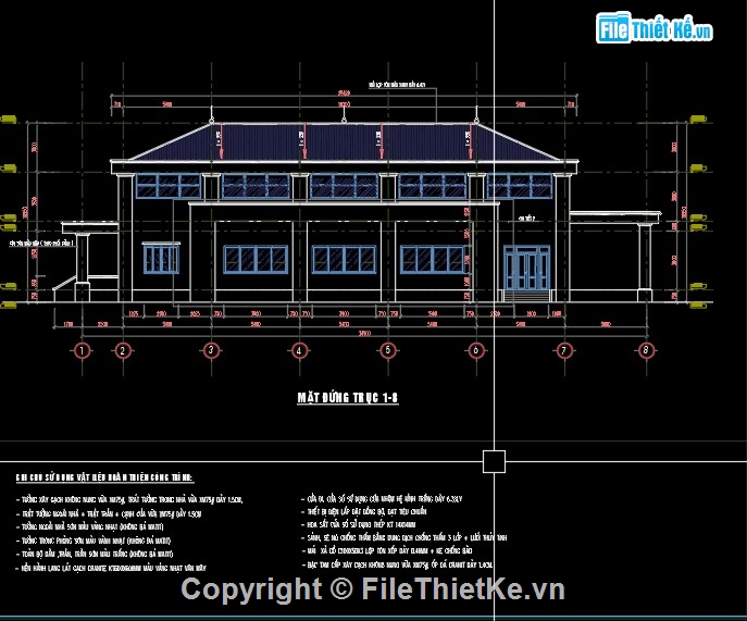 nhà đa năng trường THCS,nhà đa năng trường trung học,kiến trúc nhà đa năng,bản vẽ nhà đa năng