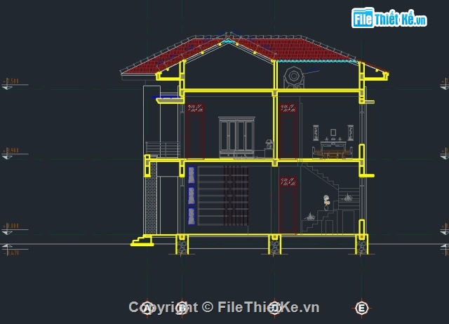 Nhà dân 2 tầng,Nhà 2 tầng,bản vẽ 2 tầng,biệt thự 2 tầng