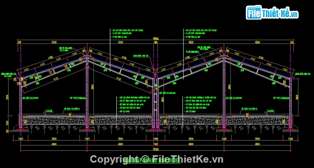 Bản vẽ nhà để xe công nhân 18x27.5m