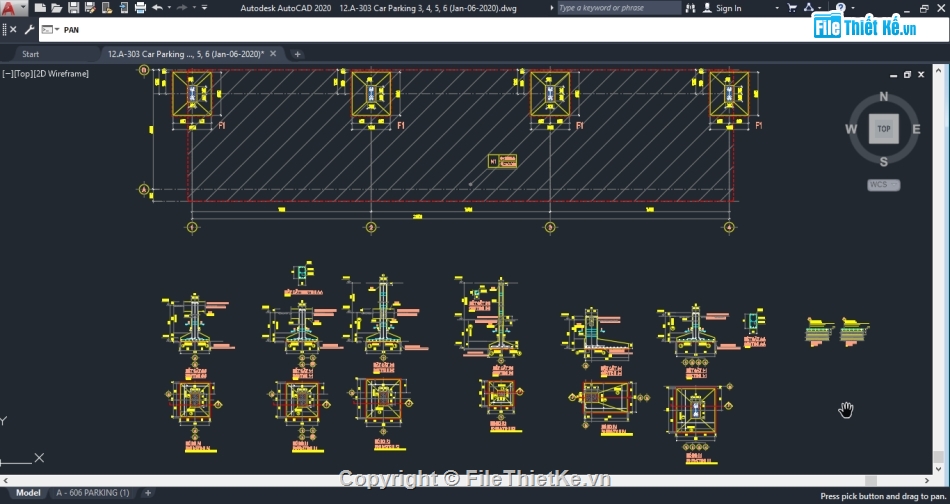 Nhà để xe ô tô,file cad nhà để xe ô tô,nhà để xe ô tô kích thước 22.8x5.5m