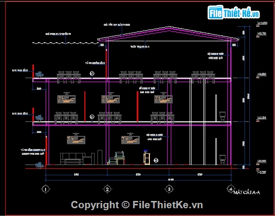 Bản vẽ nhà hàng ăn uống,Bản vẽ nhà hàng ăn uống bằng kết cấu thép,Bản vẽ nhà hàng ăn uống kích thước 10.6x14.1m,nhà ăn,nhà hàng