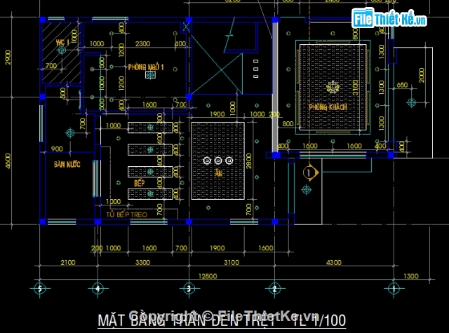 bản vẽ nhà 2 tầng,nhà 2 tầng mái thái,nhà 2 tầng hình L,nhà 7.5 x 13m