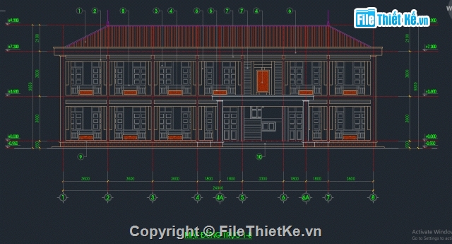 Bản vẽ chi tiết,kết cấu lớp học,lớp học,trường,2 tầng,2 tầng 6 phòng