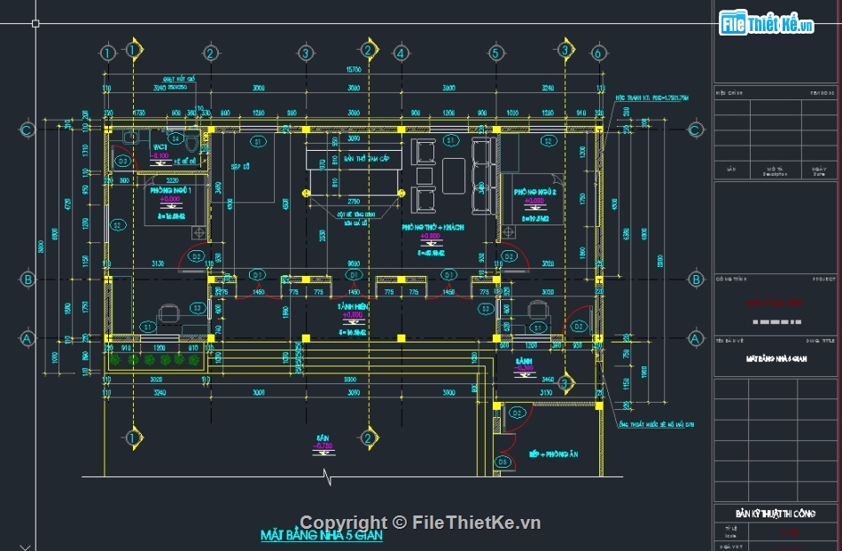 nhà cấp 4 đẹp,Autocad nhà cấp 4,Autocad nhà 5 gian,Nhà 6.8x16m,Thiết kế nhà 5 gian