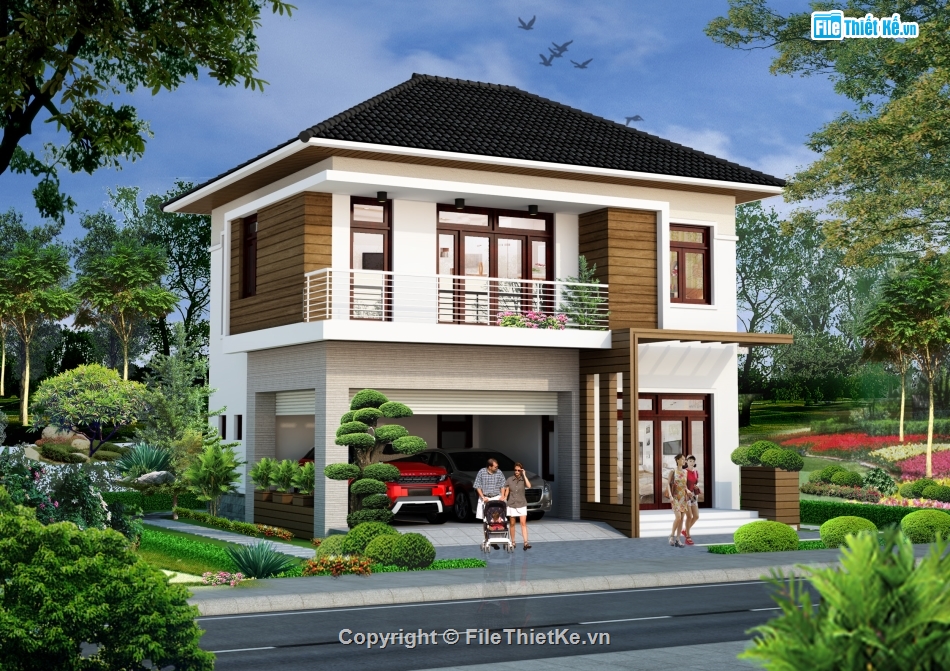 Bản vẽ 2 tầng hiện đại đẹp,Bản vẽ biệt thự 2 tầng,Bản vẽ biệt thự 2 tầng đẹp