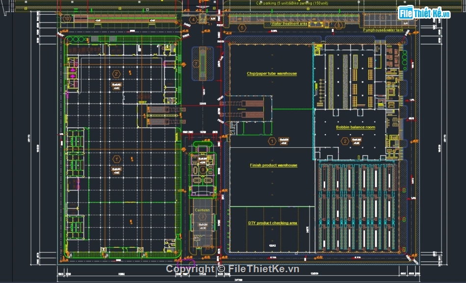 Nhà xưởng sản xuất,Nhà máy sợi,bản vẽ nhà máy sợi,thiết kế nhà máy sợi,File cad nhà máy sợi