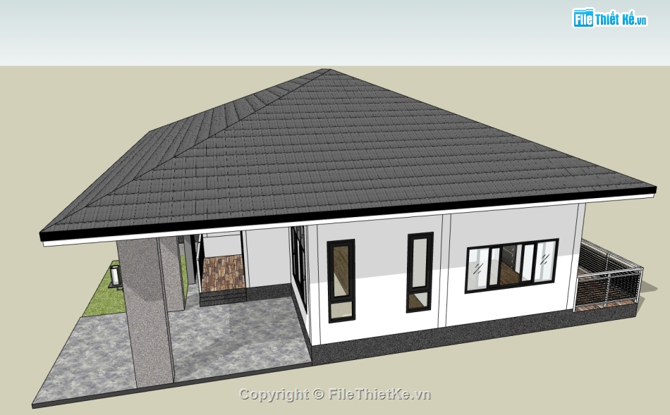file su nhà 1 tầng,file sketchup nhà 1 tầng,model sketchup nhà 1 tầng,nhà 1 tầng sketchup