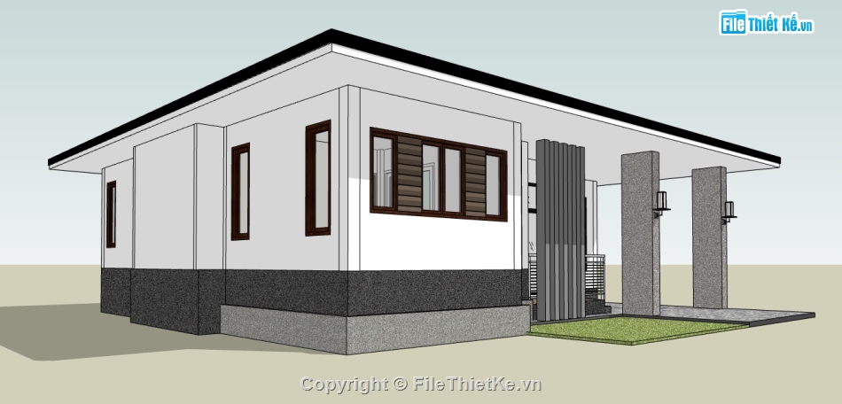 file su nhà 1 tầng,file sketchup nhà 1 tầng,model sketchup nhà 1 tầng,nhà 1 tầng sketchup