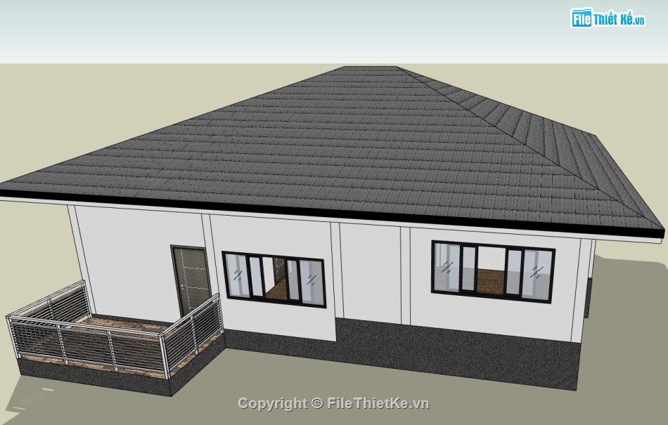 file su nhà 1 tầng,file sketchup nhà 1 tầng,model sketchup nhà 1 tầng,nhà 1 tầng sketchup
