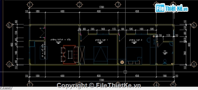 nhà ở cấp 4,1 tầng,nhà ở 4.8x17m,bản vẽ nhà cấp 4