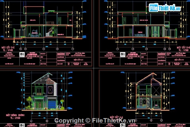 Nhà ở gia đình,nhà ở 8x17m,nhà 2 tầng mặt phố,bản vẽ nhà 2 tầng