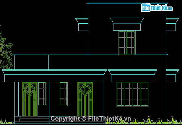 nhà gia đình,bản vẽ nhà ở,file cad nhà ở 2 tầng,nhà 2 tầng giật cấp