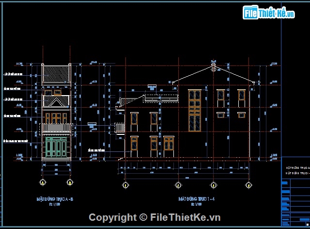 Bản vẽ nhà phố,nhà phố 2.5 tầng,bản vẽ Nhà phố 3.7x16m