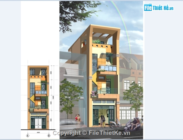 Bản vẽ nhà phố,nhà phố 3 tầng,4.2x21m,bản vẽ nhà phố mặt tiền 4.2m,bản vẽ,nhà phố