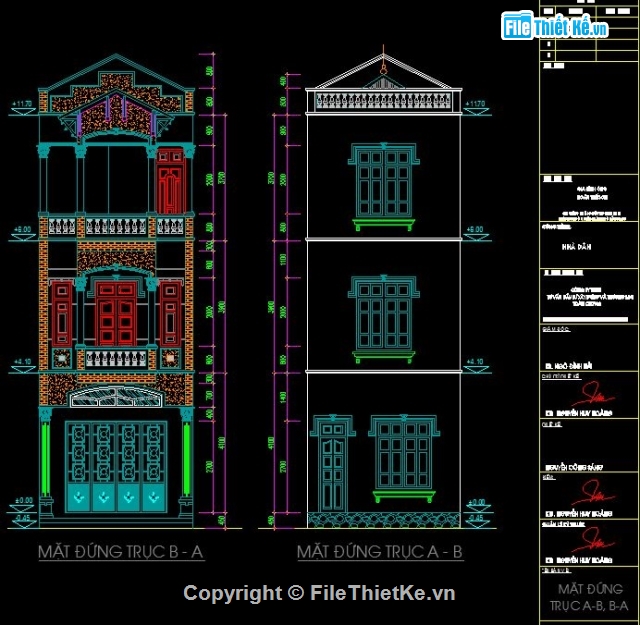 Nhà phố 3 tầng,Nhà phố 3 tầng 4.5x17m,CAD Nhà phố 3 tầng,bản vẽ nhà phố 3 tầng