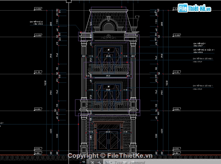 File cad nhà phố,Nhà phố 3 tầng,kết cấu kiến trúc nhà 3 tầng,bản vẽ tân cổ điển,Bản vẽ Nhà phố