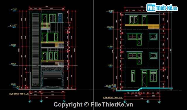 nhà phố 3 tầng,Bản vẽ nhà phố,CAD nhà phố 3 tầng,Mẫu nhà phố 3 tầng,bản vẽ nhà phố 3 tầng 6x17.5m