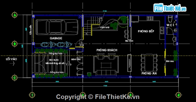 nhà phố 3 tầng,bản vẽ cad nhà phố 3 tầng,Nhà Phố 3 tầng 7.4x17.2m