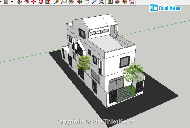 Bản Vẽ Nhà Phố 3 Tầng Đầy Đủ Kiến Trúc, Kết Cấu, 3D Sketchup, Dự Toán