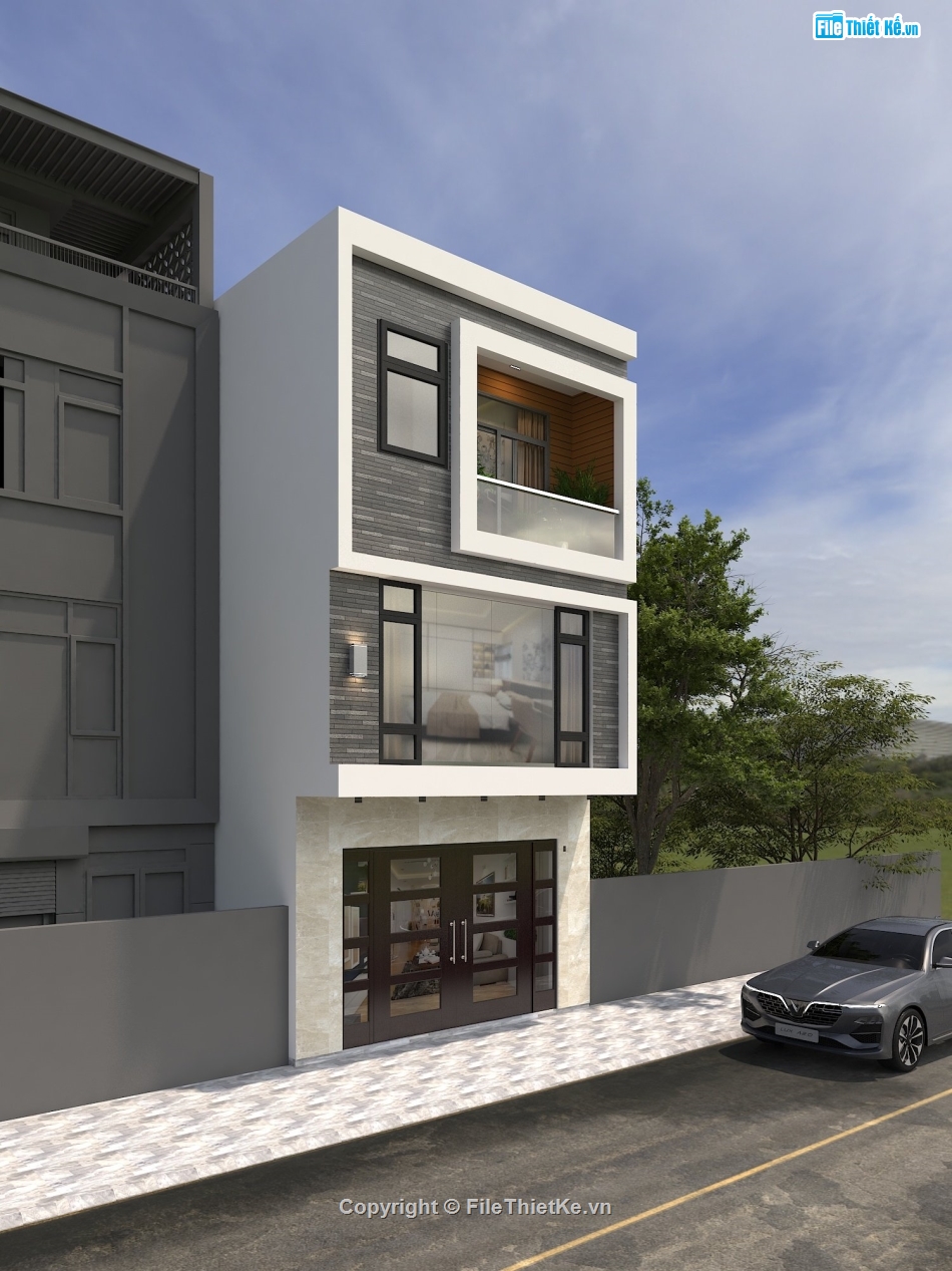 nhà phố 3 tầng,bản vẽ cad,kiến trúc 3 tầng