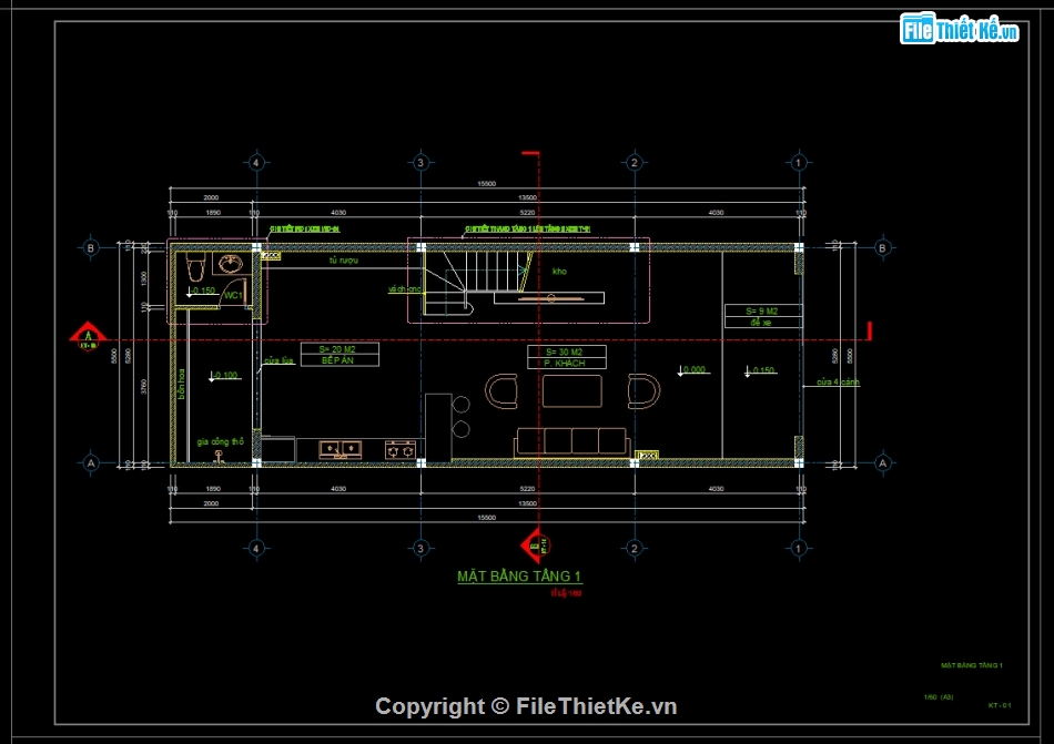 nhà phố 3 tầng,bản vẽ cad,kiến trúc 3 tầng