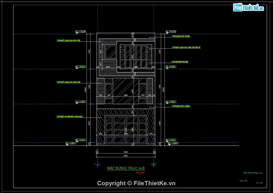 nhà phố 3 tầng,bản vẽ cad,kiến trúc 3 tầng