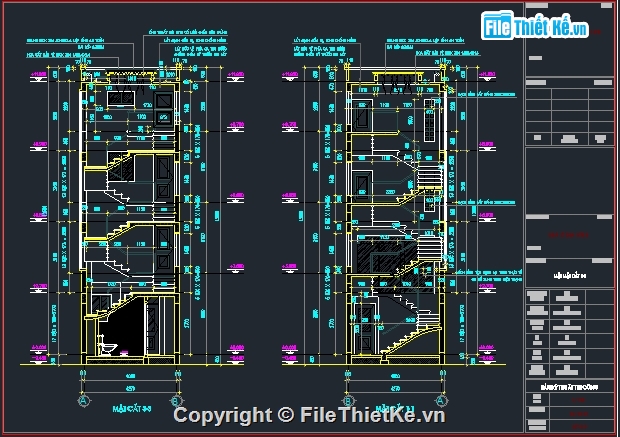 nhà phố kích thước 4x15m,autocad nhà phố 3 tầng,nhà phố 3 tầng,autocad nhà phố 3 tầng 4.3x15m