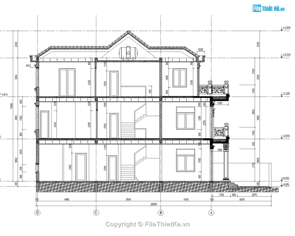 Bản vẽ nhà phố 3 tầng hiện đại,kích thước 7x20m,phối cảnh nhà ohố 3 tầng,nhà đẹp