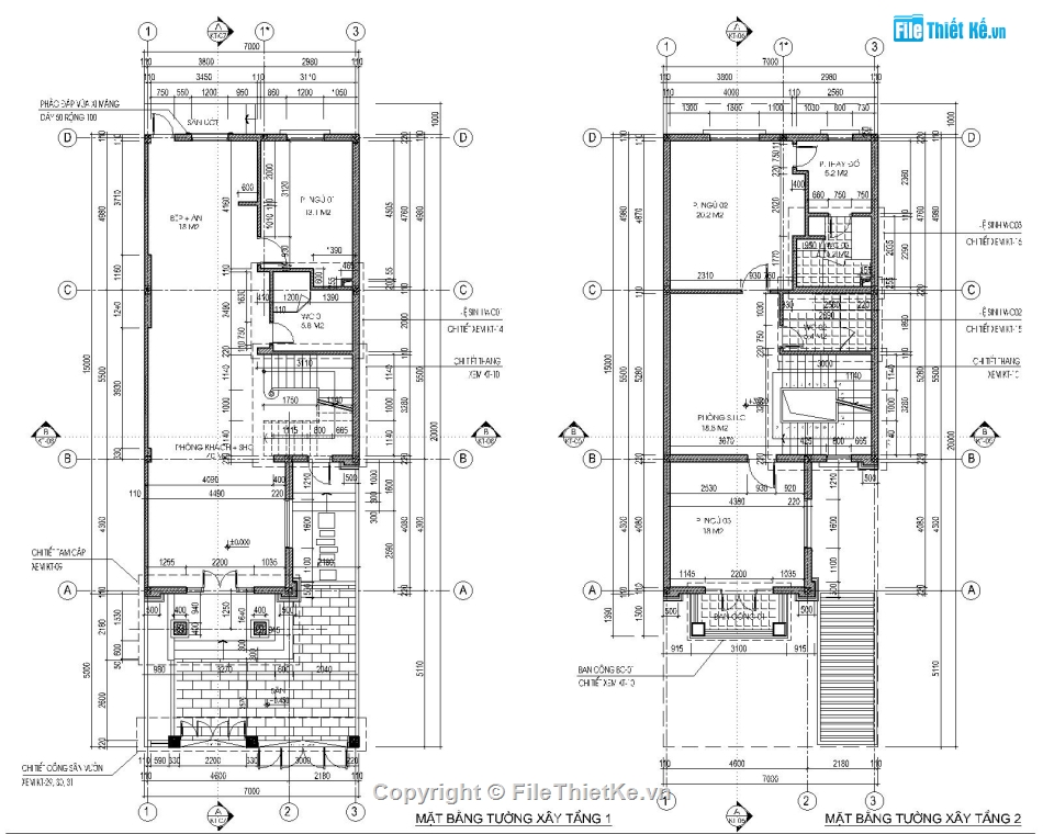 Bản vẽ nhà phố 3 tầng hiện đại,kích thước 7x20m,phối cảnh nhà ohố 3 tầng,nhà đẹp