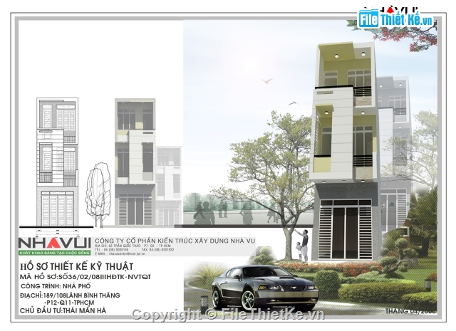 Bản vẽ nhà phố,nhà phố 3 tầng,kiến trúc 3 tầng,kết cấu nhà phố,Nhà phố 3 tầng 3.4x11m