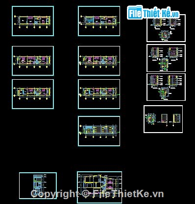 Bản vẽ nhà phố,thiết kế lệch tầng,nhà phố 3 tầng,Bản vẽ nhà phố 3 tầng kích thước 5.1m x 20.5m