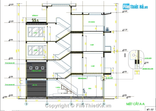 Bản vẽ Nhà phố 4 tầng 1 tum 5.5x14.5m (Full kiến trúc)