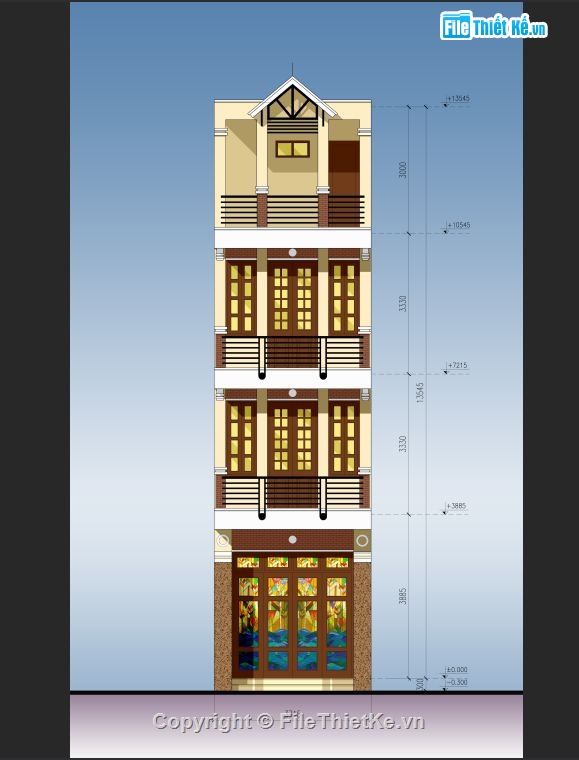 nhà 4 tầng,nhà phố 4 tầng 3.7x12.7m,Bản vẽ nhà phố,nhà phố 4 tầng