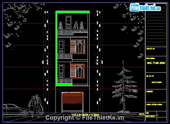 nhà phố 4 tầng 5x15m,Bản vẽ nhà phố 4 tầng 5x15m,Nhà phố 5x15m,5x15m,file cad nhà phố 5x15m
